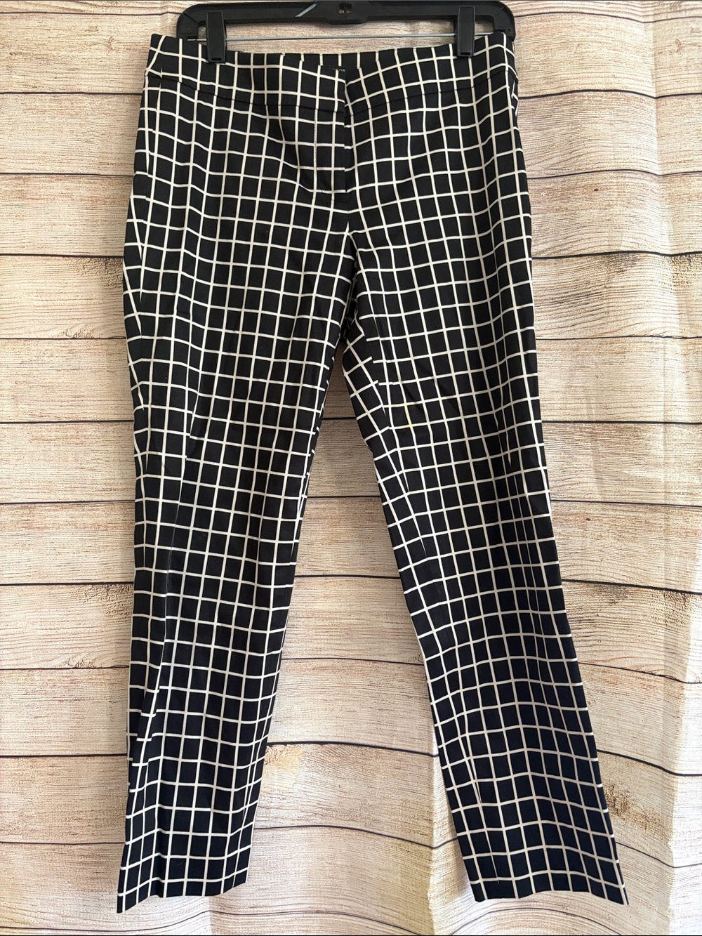 Ann Taylor Black & White Grid-Print Skinny Pants